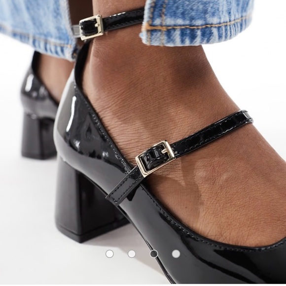 ASOS Patent Leather Mary Jane Heels Black Strappy Block Heel 9 NWOT - Picture 3 of 11